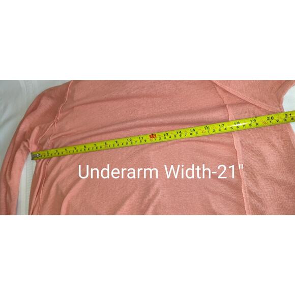 We The Free People Top Womens S Coral Lagenlook Linen Blend Oversized Tshirt - Picture 15 of 16